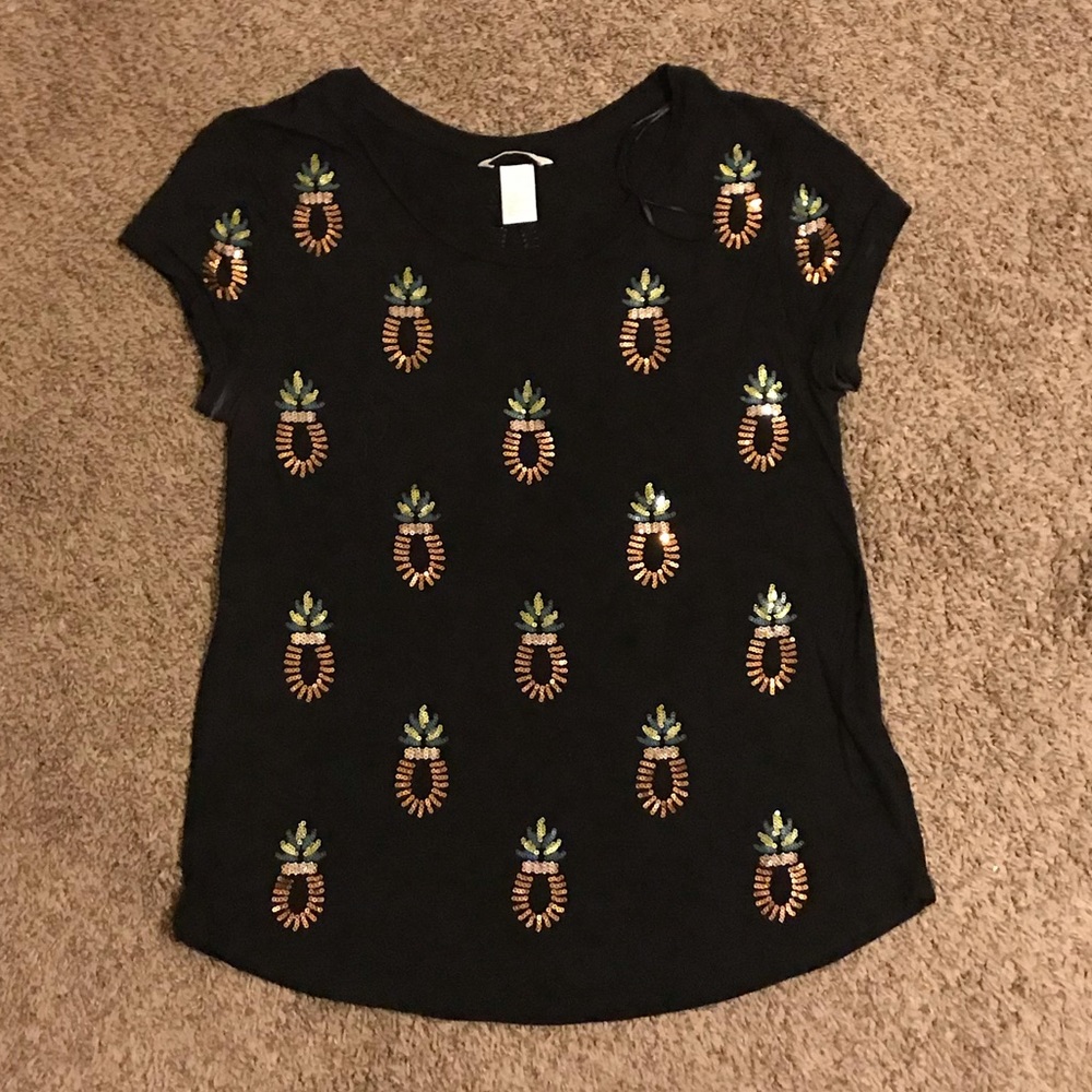 HM Sequined pineapple shirt. Size M.
